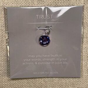 Origami Owl Sterling Silver Trust Pendant Charm with Purple Tanzanite Crystal